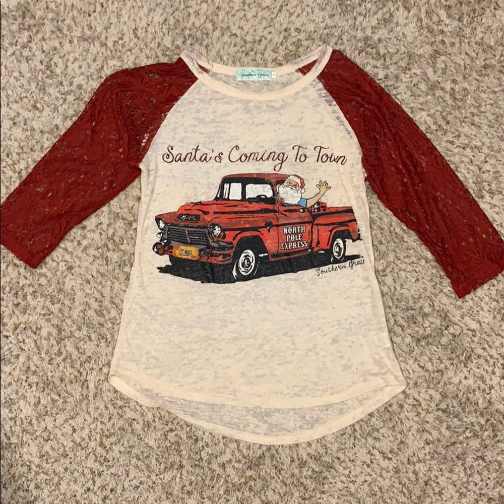 Santa’s Coming to Town 3/4 Sleeve Christmas Shirt